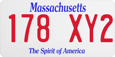 MA license plate 178XY2