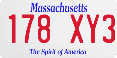 MA license plate 178XY3