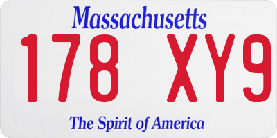 MA license plate 178XY9