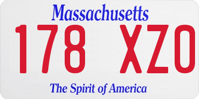 MA license plate 178XZ0