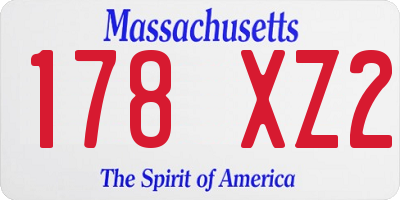 MA license plate 178XZ2