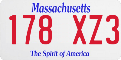 MA license plate 178XZ3