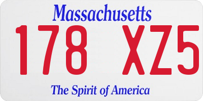 MA license plate 178XZ5