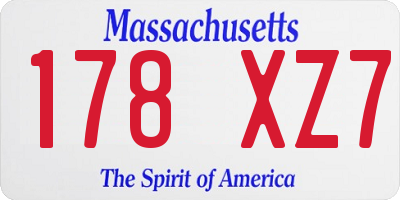 MA license plate 178XZ7
