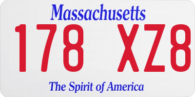 MA license plate 178XZ8