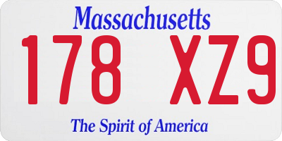 MA license plate 178XZ9