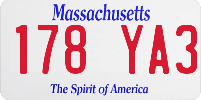 MA license plate 178YA3