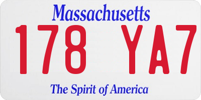 MA license plate 178YA7