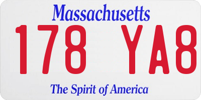 MA license plate 178YA8