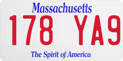 MA license plate 178YA9