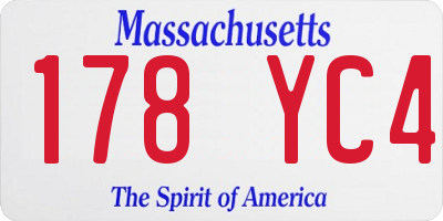 MA license plate 178YC4