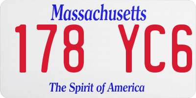 MA license plate 178YC6
