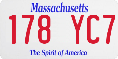 MA license plate 178YC7
