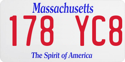 MA license plate 178YC8