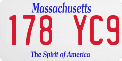 MA license plate 178YC9