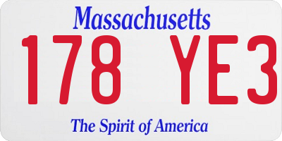 MA license plate 178YE3