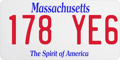 MA license plate 178YE6