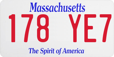MA license plate 178YE7