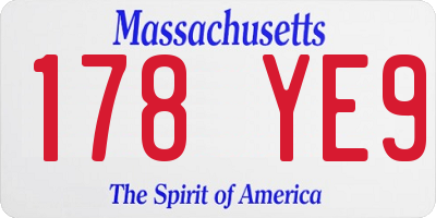 MA license plate 178YE9