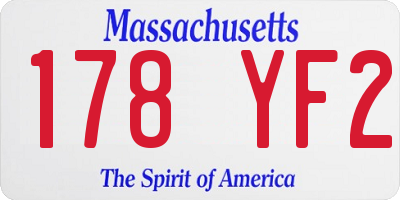 MA license plate 178YF2