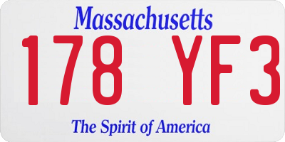 MA license plate 178YF3