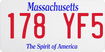 MA license plate 178YF5