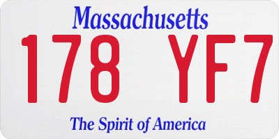 MA license plate 178YF7