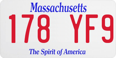 MA license plate 178YF9
