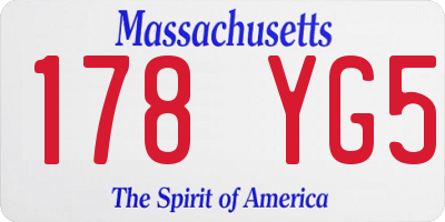 MA license plate 178YG5