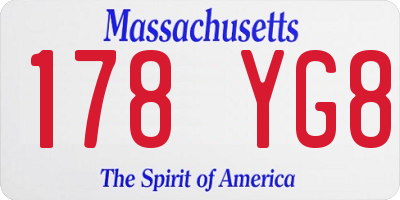MA license plate 178YG8