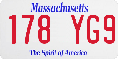 MA license plate 178YG9