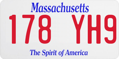 MA license plate 178YH9