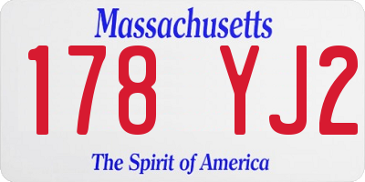 MA license plate 178YJ2