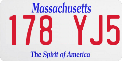 MA license plate 178YJ5