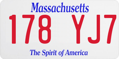 MA license plate 178YJ7
