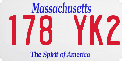 MA license plate 178YK2