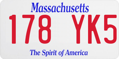 MA license plate 178YK5