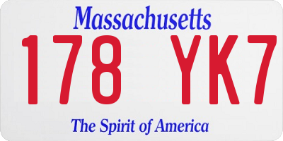 MA license plate 178YK7