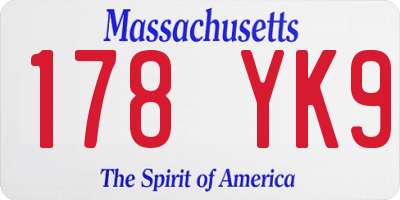 MA license plate 178YK9