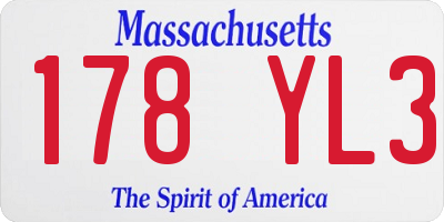 MA license plate 178YL3