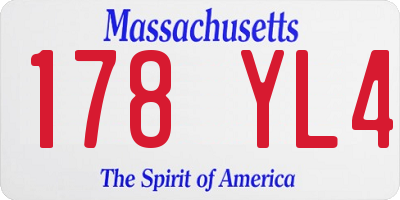 MA license plate 178YL4