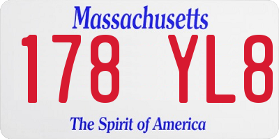MA license plate 178YL8