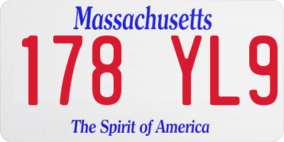 MA license plate 178YL9