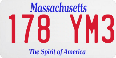 MA license plate 178YM3