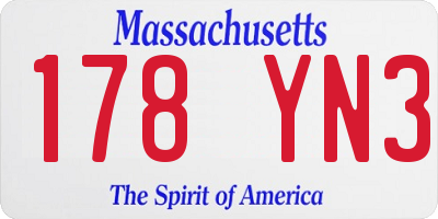 MA license plate 178YN3