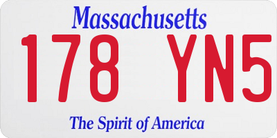 MA license plate 178YN5