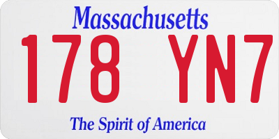 MA license plate 178YN7