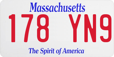 MA license plate 178YN9