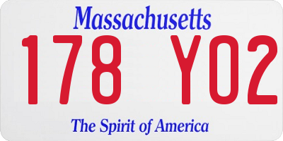 MA license plate 178YO2