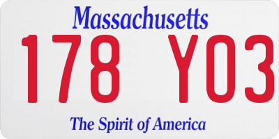 MA license plate 178YO3